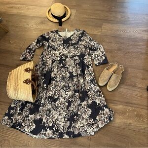 100% Linen Floral Summer dress , Sz L